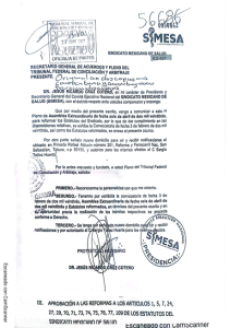 Estatutos actualizados y Certificados por el Tribunal Federal de Conciliación y Arbitraje - a Mayo 2023